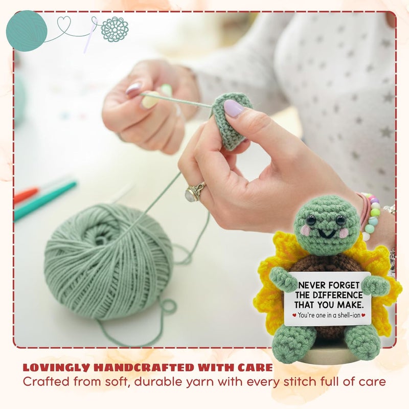 TEEBIM Thank You Gifts for Women - Christmas Appreciation Gifts for Coworkers, Boss, Manager, Office, Teacher, Nurse - Never Forget The Difference You Make Inspirational Positive Turtle Crochet - Image 3